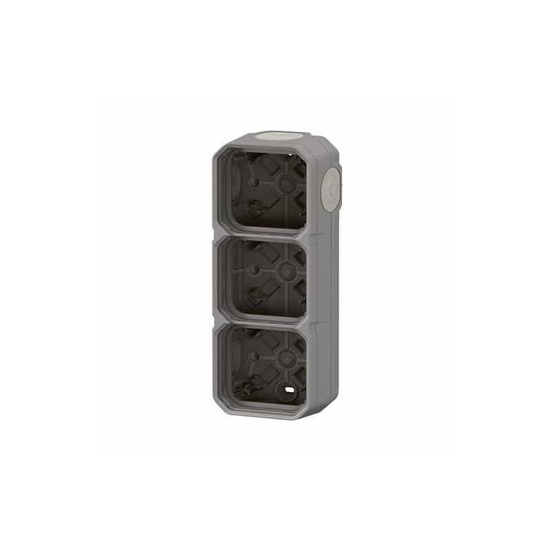 Boîtier saillie 3 postes Gris Plexo