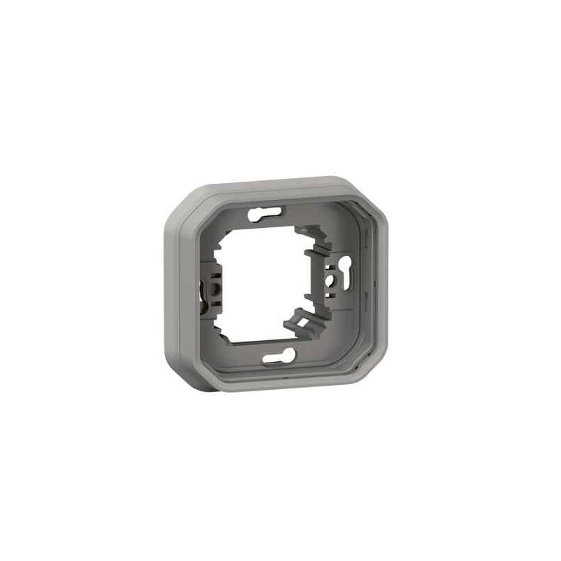 Support plaque encastré 1 poste Gris Plexo