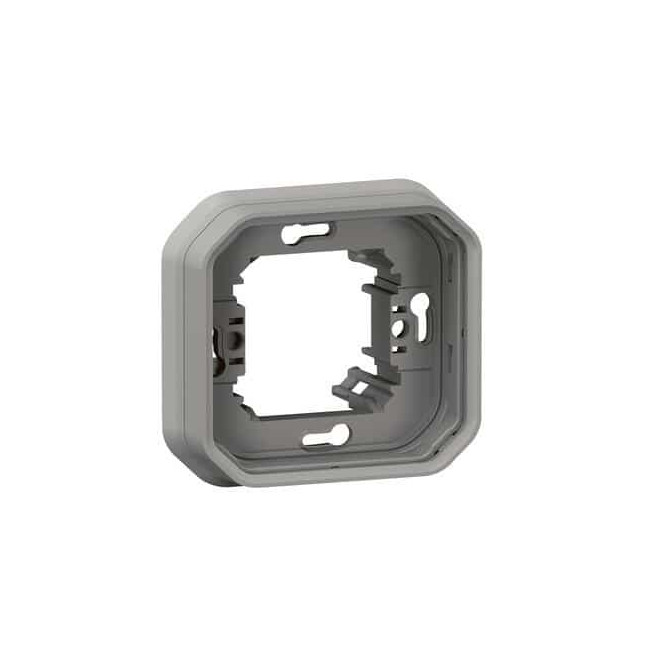 Support plaque encastré 1 poste Gris Plexo