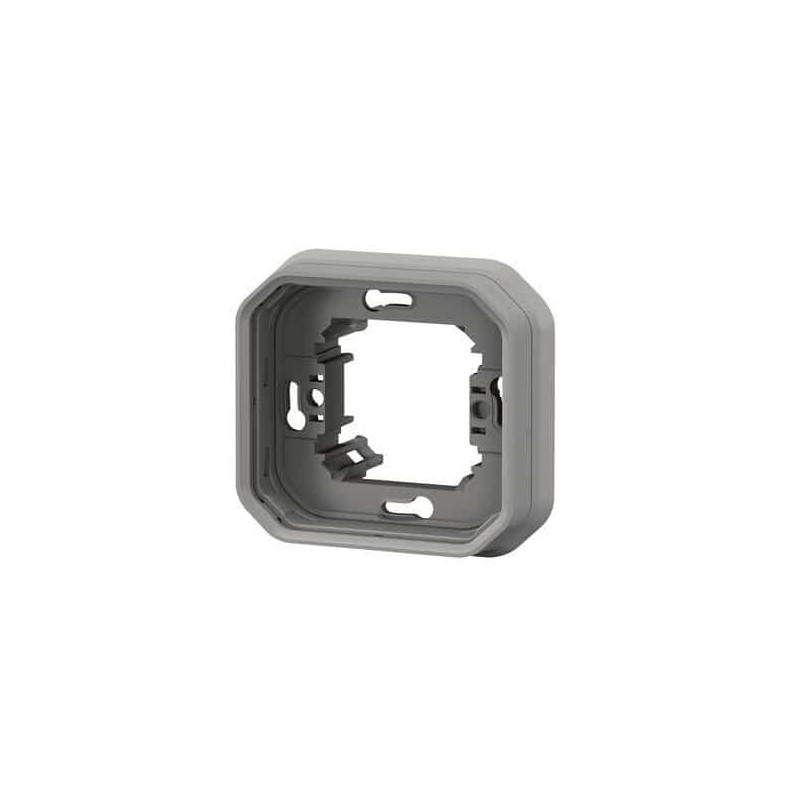 Support plaque encastré 1 poste Gris Plexo