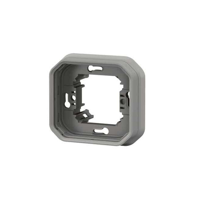 Support plaque encastré 1 poste Gris Plexo