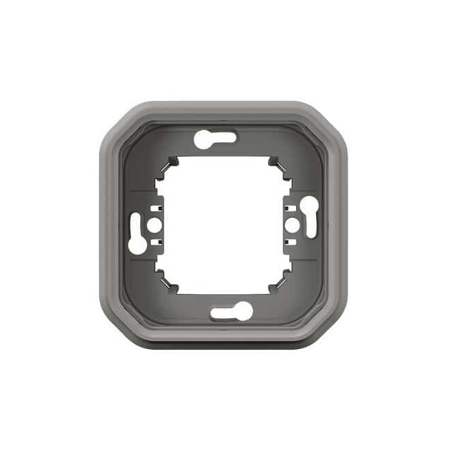 Support plaque encastré 1 poste Gris Plexo