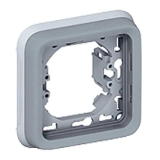 Support plaque étanche 1 poste Plexo composable IP55 - gris