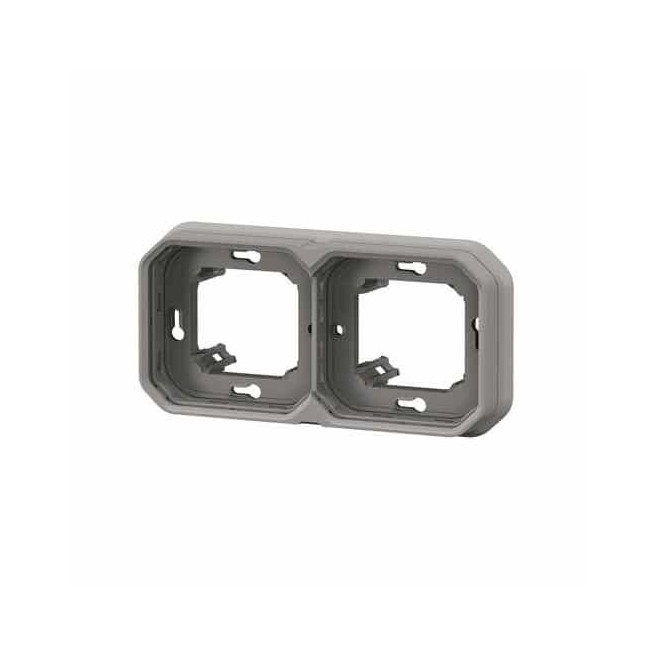 Support plaque 2 postes Gris Plexo