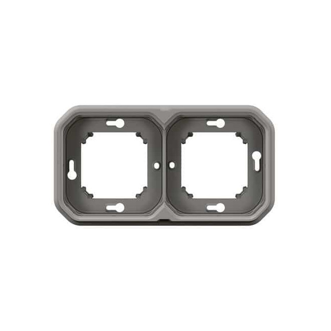 Support plaque 2 postes Gris Plexo