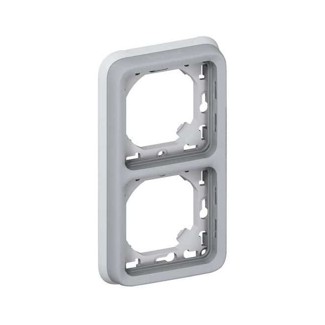 Support plaque 2 postes vertical Gris Plexo