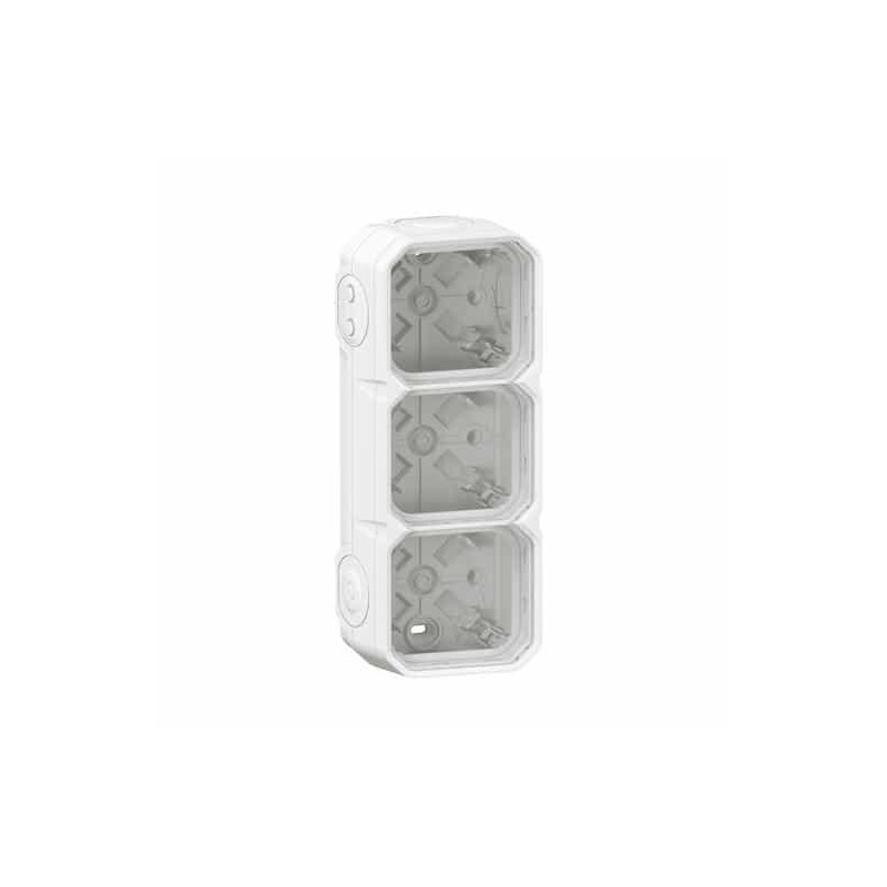 Boîtier saillie 3 postes Blanc Plexo