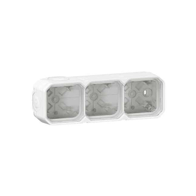 Boîtier saillie 3 postes Blanc Plexo