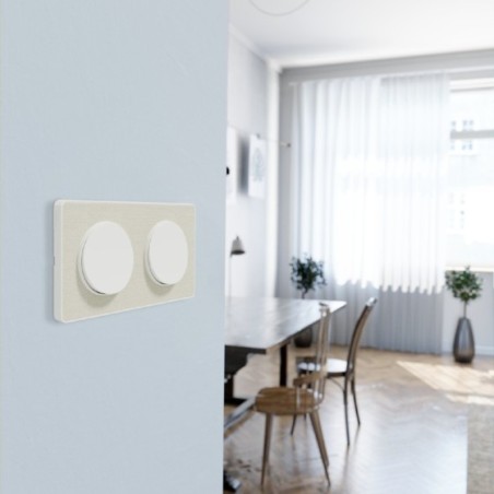 Odace Touch plaque 2 postes horizontaux ver 71mm Kvadrat craie avec liseré blanc