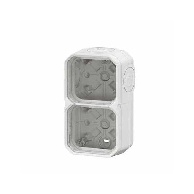 Boîtier saillie 2 postes Blanc Plexo