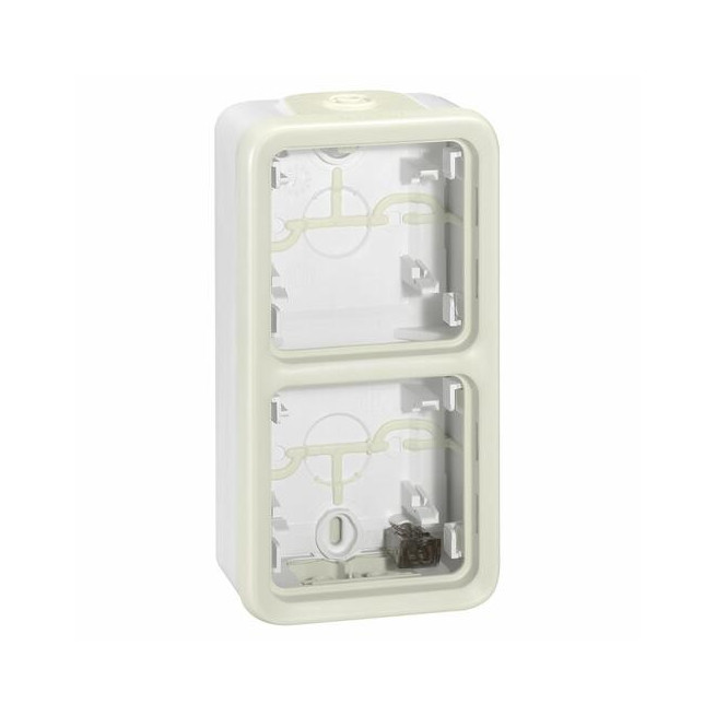 Boîtier saillie 2 postes vertical Blanc Plexo