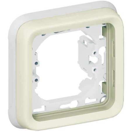 Support plaque étanche 1 poste Plexo composable IP55 - blanc