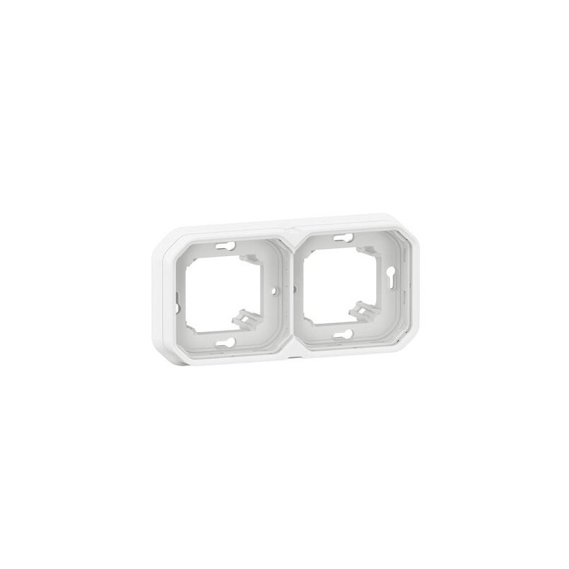 Support plaque 2 postes Blanc Plexo