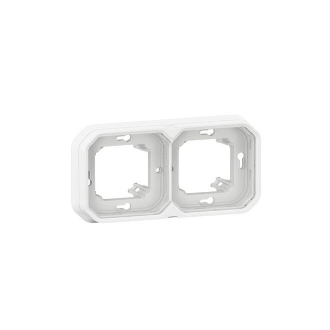 Support plaque 2 postes Blanc Plexo