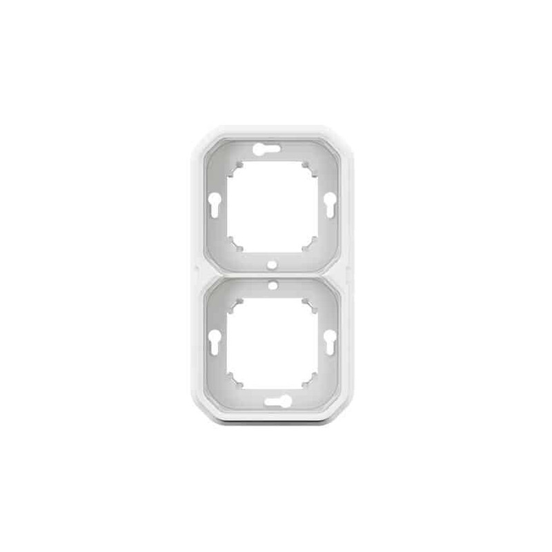 Support plaque 2 postes Blanc Plexo