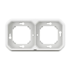 Support plaque 2 postes Blanc Plexo