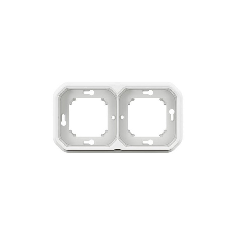 Support plaque 2 postes Blanc Plexo