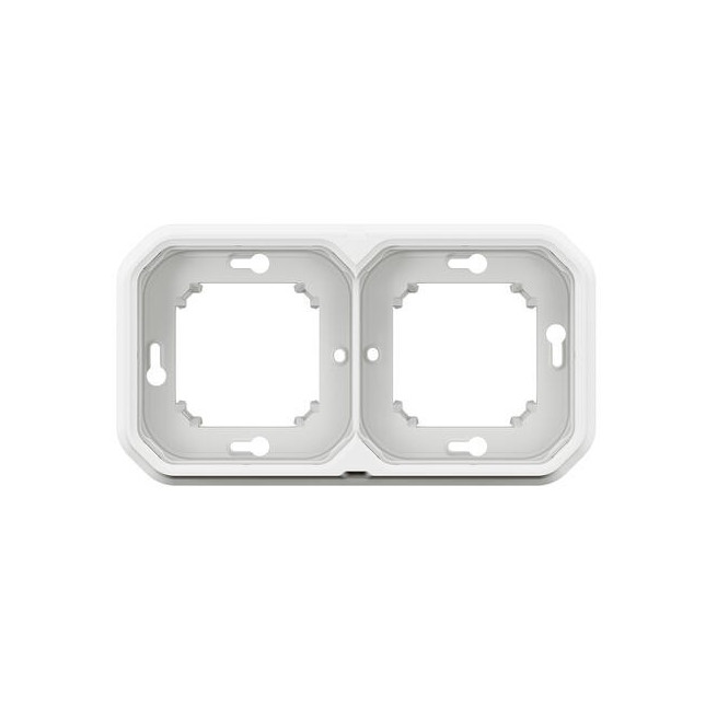 Support plaque 2 postes Blanc Plexo