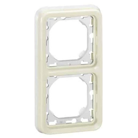 Support plaque étanche 2 postes verticaux Plexo composable IP55 - blanc