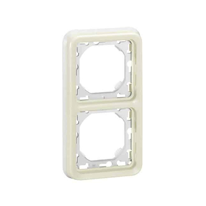 Support plaque 2 postes vertical Blanc Plexo