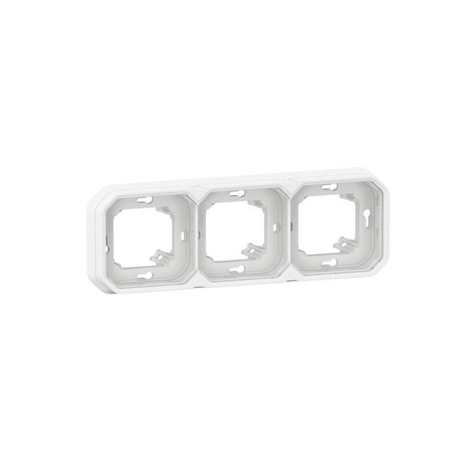 Support plaque 3 postes Blanc Plexo