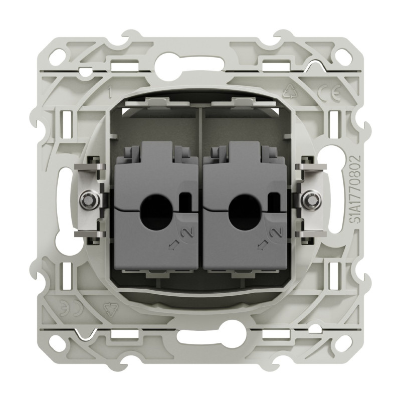Prise RJ45 Catégorie 6 STP Schneider Odace - Grade 2TV/3TV, Blanc, Pour Réseau Ethernet Mural (sans Plaque)