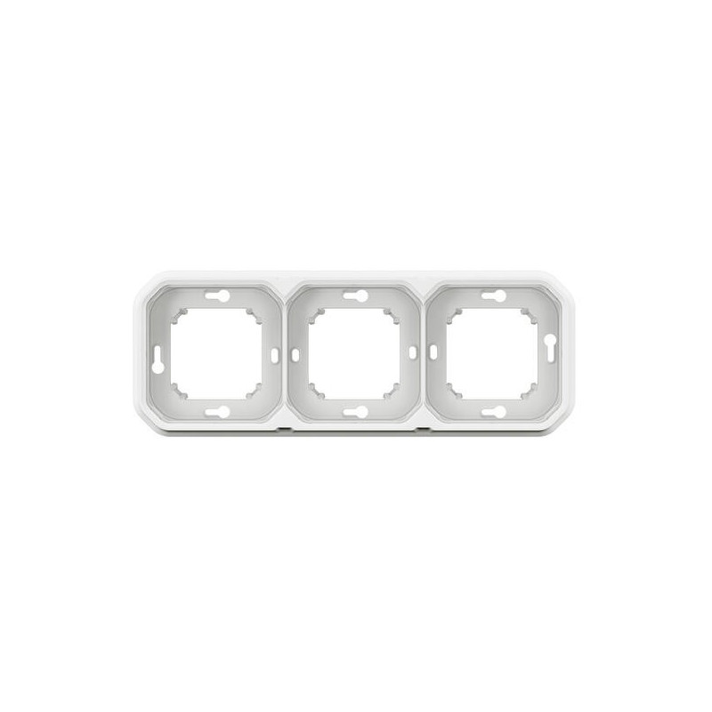 Support plaque 3 postes Blanc Plexo