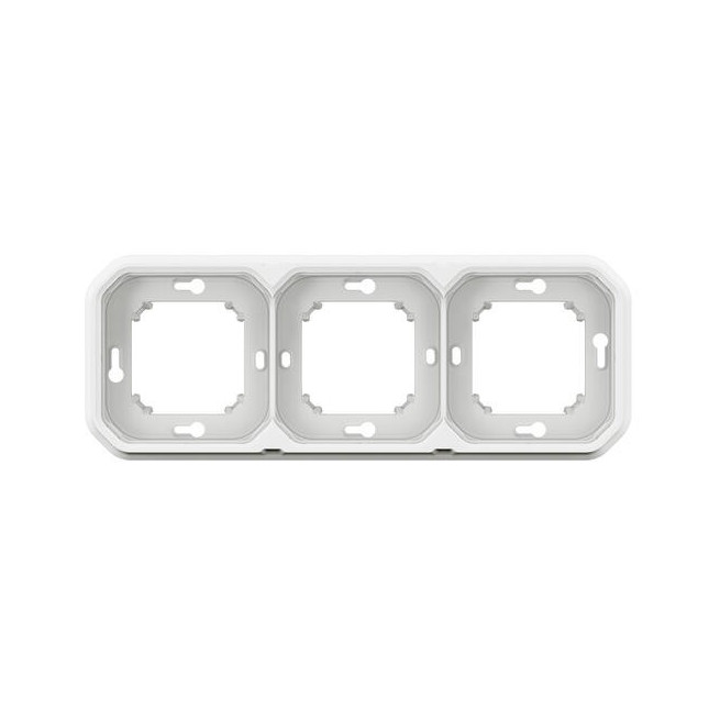 Support plaque 3 postes Blanc Plexo