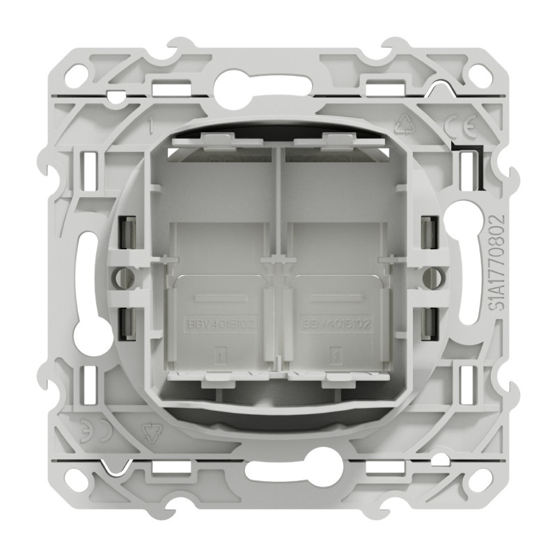 Prise double RJ45 sans connecteur Blanc Odace