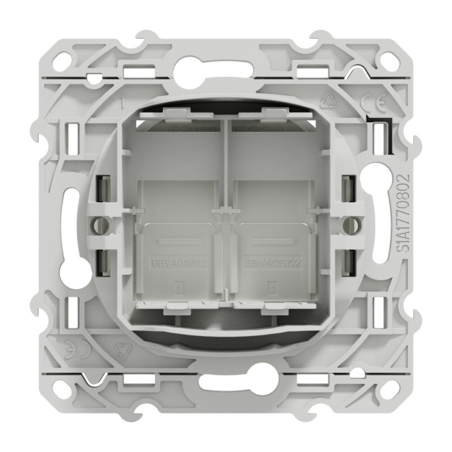 Prise double RJ45 sans connecteur Blanc Odace