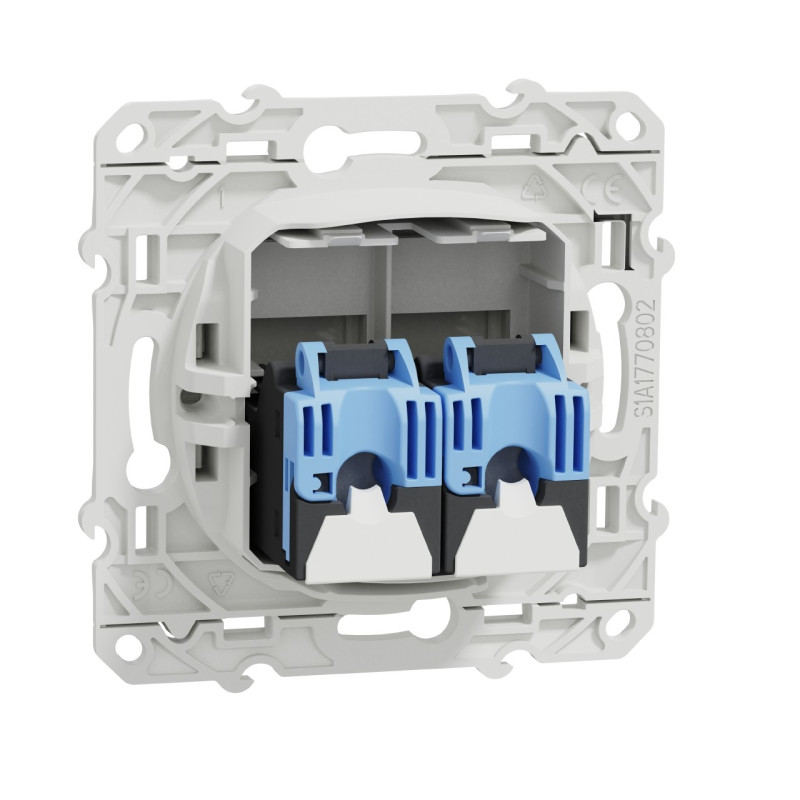 Double prise RJ45 Cat.6 UTP Blanc Odace