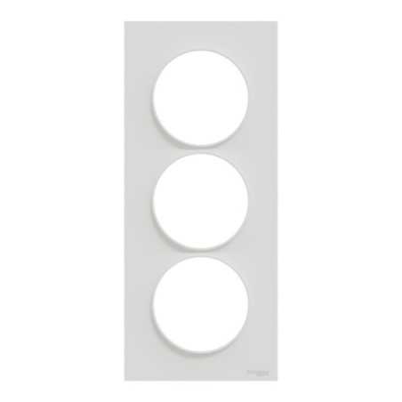 Odace Style plaque 3 postes verticaux entraxe 57mm blanc