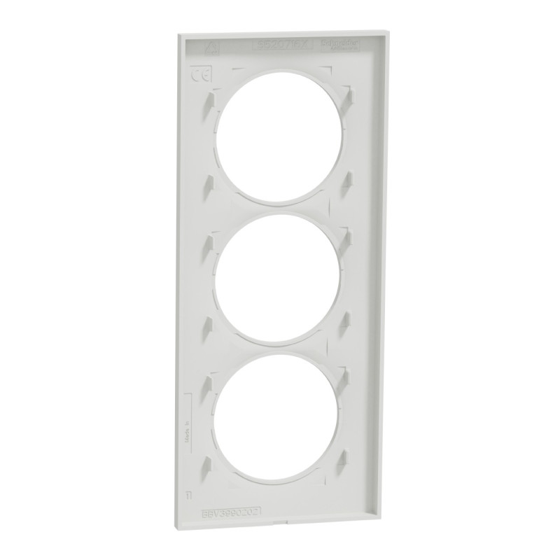 Plaque 3 postes verticale Blanc Odace Styl