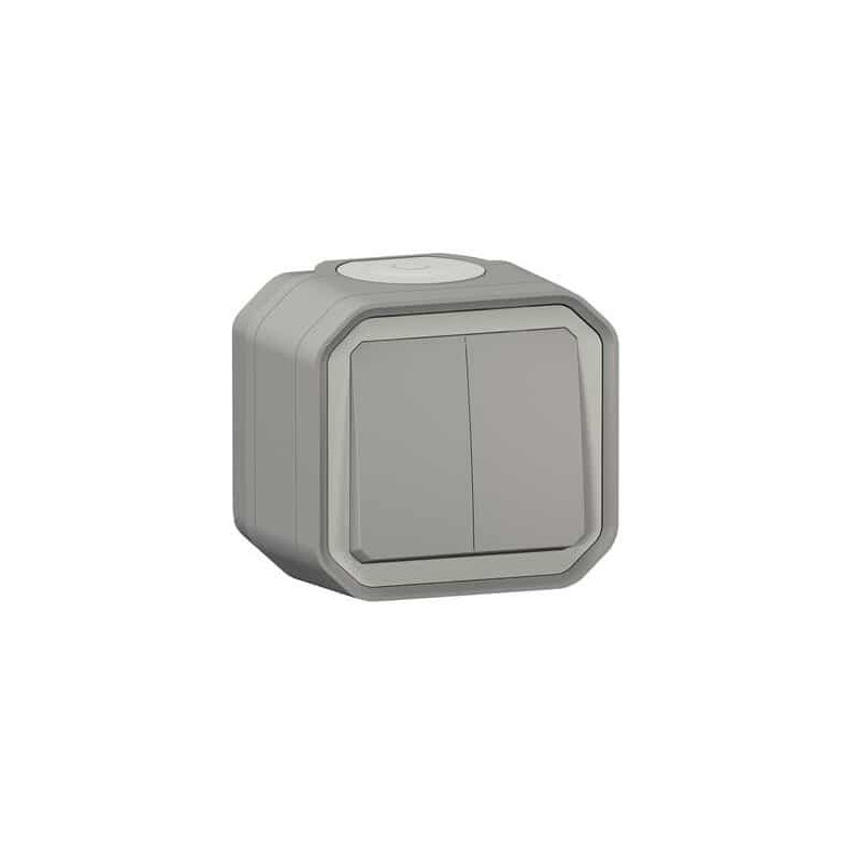 Double interrupteur poussoir Gris Plexo
