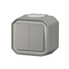 Double interrupteur poussoir Gris Plexo