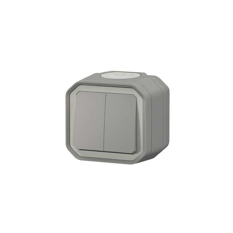 Double interrupteur poussoir Gris Plexo