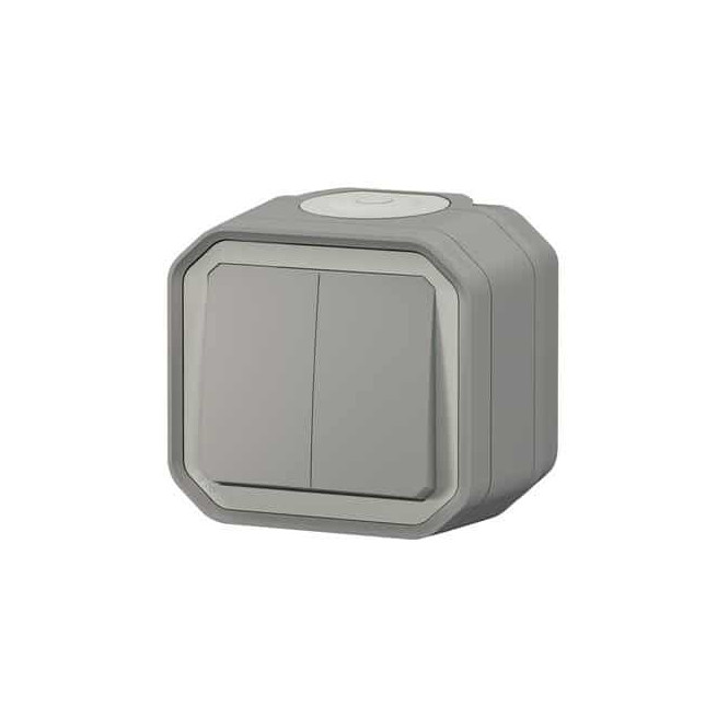 Double interrupteur poussoir Gris Plexo