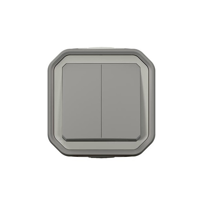 Double interrupteur poussoir Gris Plexo