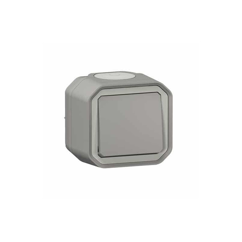 Poussoir NO complet saillie Gris Plexo
