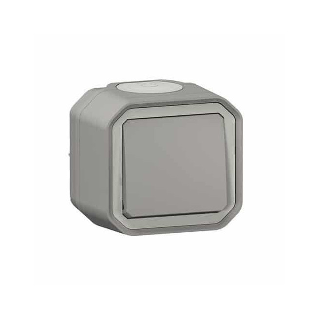 Poussoir NO complet saillie Gris Plexo