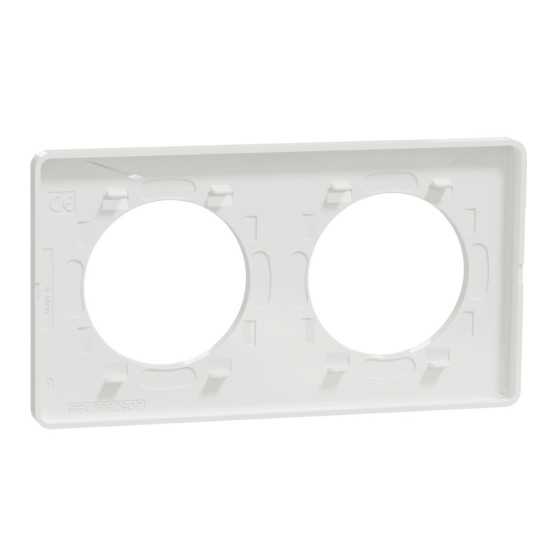 Odace Touch plaque 2 postes horizontaux ver 71mm translucide blanc avec liseré blanc