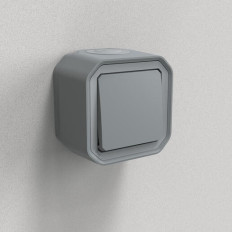 Poussoir NO complet saillie Gris Plexo