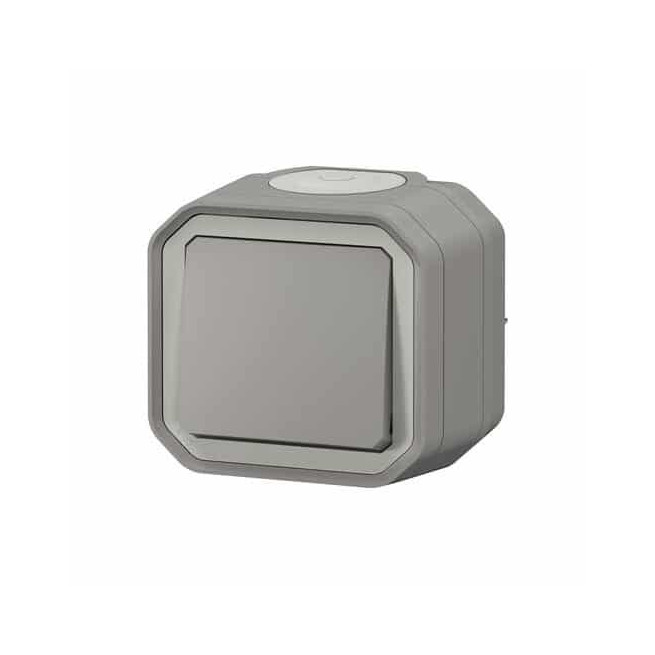 Poussoir NO complet saillie Gris Plexo