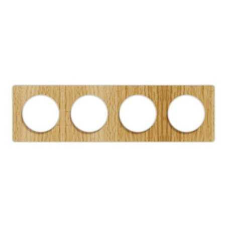 Odace Touch plaque 4 postes horizontaux vert 71mm bois naturel avec liseré blanc