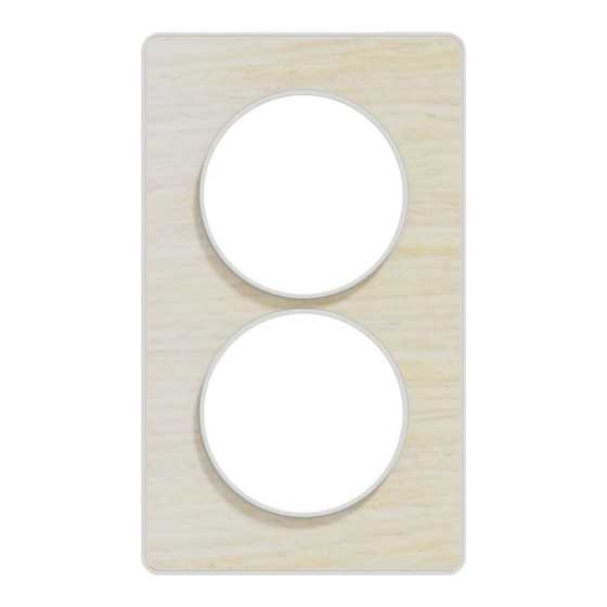 Odace Touch plaque 2 postes verticaux 57mm bois nordique avec liseré blanc