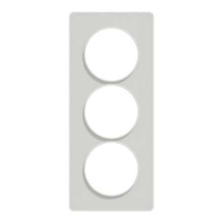 Odace Touch plaque 3 postes verticaux 57mm translucide blanc avec liseré blanc