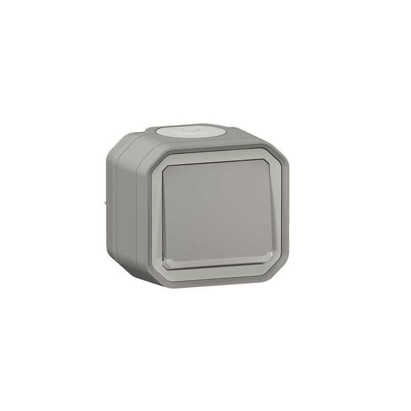 Poussoir NO lumineux Gris Plexo