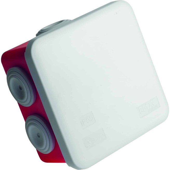 Pack de 5 boîtes de dérivation pour circuit de sécurité ERP - 80 x 80 x 45 mm - Couvercle à vis 1/4 de tour