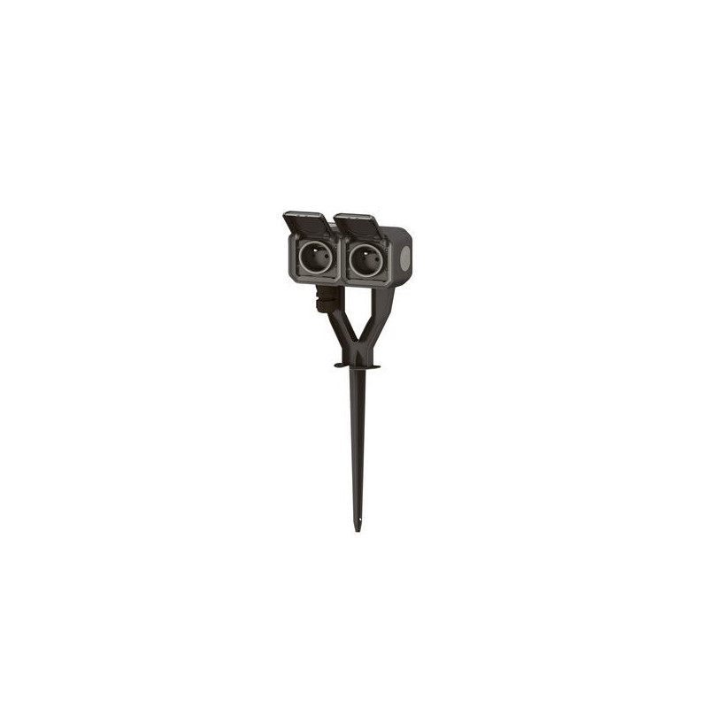Piquet jardin 2 prises 2P+T Anthracite Plexo