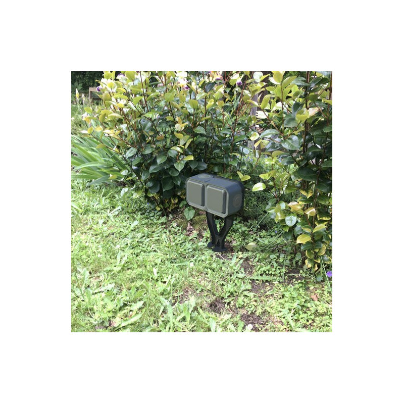 Piquet jardin 2 prises 2P+T Anthracite Plexo